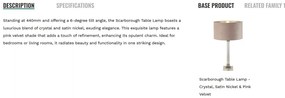 Veioza/Lampa de masa design modern Scarborough, nickel, roz
