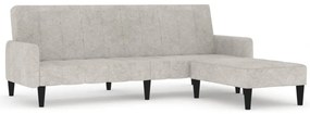 3121290 vidaXL Canapea extensibilă 2 locuri, taburet, gri deschis, microfibră