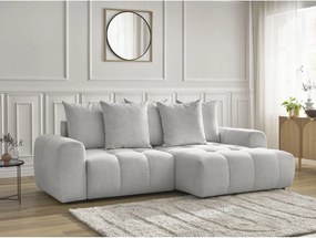 Colțar gri deschis extensibil/cu spațiu de depozitare cu tapițerie din chenille (cu colț pe partea dreaptă/cu șezlong) Roxelane – Bobochic Paris