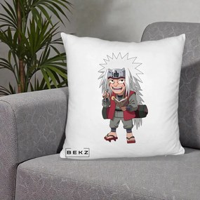 Perna Personalizata Naruto Jiraiya Sensei Chibi, 40x40 cm, Alb Pufos, Husa Detasabila, Perna Inclusa, BEKZ®
