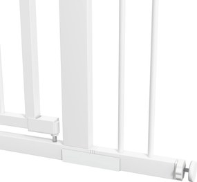 PawHut Barieră de Siguranță Interioară pentru Câini cu 2 Extensii și Ușă pentru Pisici, 76-104x77 cm, Alb | Aosom Romania