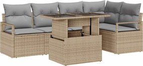 vidaXL Set de canapele pentru grădină 6 pcs Bej Rattan poli