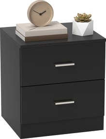 HOMCOM Noptieră modernă Noptieră dormitor cu 2 sertare pentru living dormitor 45x39,5x49 cm Negru | Aosom Romania