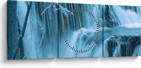 Tablou - cascadele închețate (cu ceas) (90x30 cm)