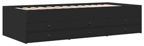 3280868 vidaXL Cadru de pat cu sertare, negru, 100x200 cm, lemn prelucrat