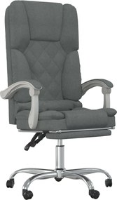 vidaXL Fotoliu de birou rabatabil cu masaj, gri închis, textil