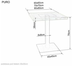 Masa de dining neagra cu blat de stejar PURO 80x80
