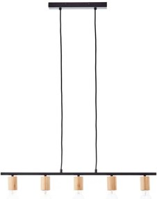 Brilliant - Candelabru KERRY suspendat pe cablu 5xE27/40W/230V negru/bambus