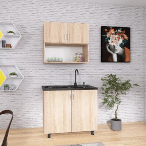 Bucatarie Lia 80cm, Culoare Sonoma, Material PAL 18mm