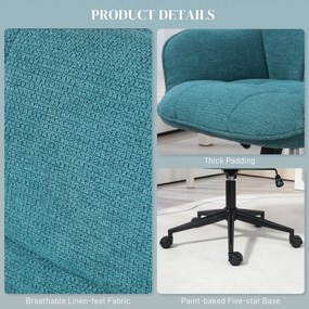 HOMCOM Scaun Home Office, Scaun de Birou Reglabil pe Înălțime cu Roți Pivotante pentru Studiu, Dormitor, 63x66x86-96 cm, Verde închis | Aosom Romania