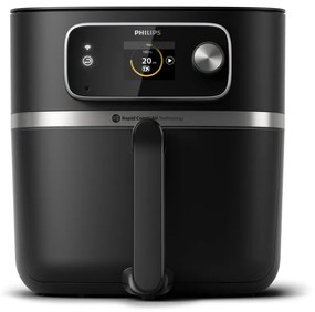 Friteuza cu aer cald Philips Combi XXL Connected Hot HD9880/90, 2200 W, 8,3 L, 40-200°C, 2 kg, 22 programe, Ecran TFT, Wi-Fi, Negru