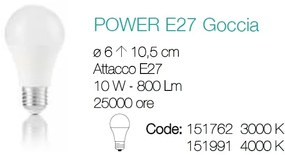 Bec LED POWER E27 10W GOCCIA 4000K 151991