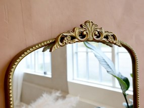 Oglindă de perete din metal cu decor floral, H91x61 cm, finisaj alamă antichizată, „Margot”