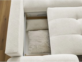 Colțar alb extensibil/cu spațiu de depozitare cu tapițerie din chenille (cu colț pe partea dreaptă/cu șezlong) Roxelane – Bobochic Paris