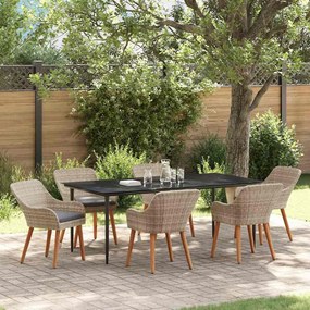 vidaXL Set de dining 7 pcs Gri deschis și Negru mare