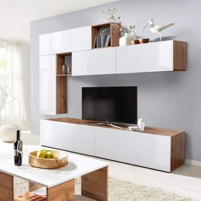 Mobilier Living MIRALDA Alb Lucios/Stejar Wotan