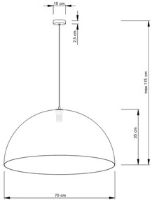 Lustră pe cablu SFERA 1xE27/60W/230V d. 70 cm auriu