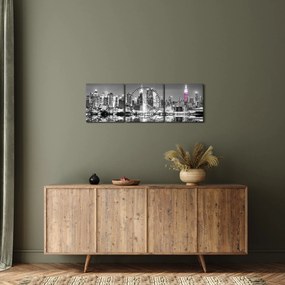 Tablou - New York și zgârie-norii mov (cu ceas) (90x30 cm)