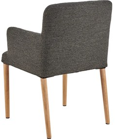 Scaun de sufragerie gri cu cotiere tapițat Zoe – Actona