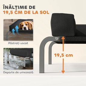PawHut Pat Ridicat pentru Câini cu Pernă în Formă de U, Negru și Argintiu | Aosom Romania