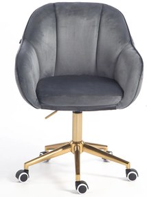 HR2055K Scaun Grafit din Catifea cu Bază Aurie