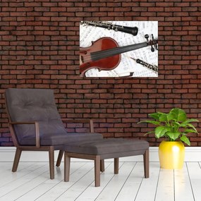 Tablou pe sticlă - Unelte muzicale (70x50 cm)