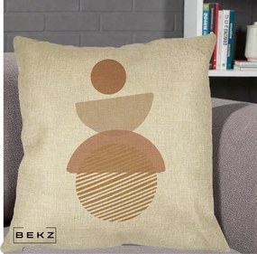 Perna Decorativa Geometric Boho Forme Terracotta, 40x40 cm, Crem, Husa Detasabila, Perna Inclusa, BEKZ®