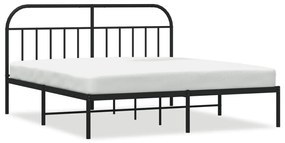 353640 vidaXL Cadru de pat metalic cu tăblie, negru, 183x213 cm