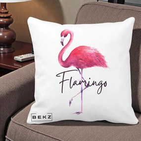 Perna Decorativa Flamingo Acuarela, 40x40 cm, Alba Mata, Husa Detasabila, Perna Inclusa, BEKZ®
