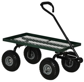 Outsunny Roabă de Grădină cu Mâner și 4 Roți Mari, Capacitate 150 kg, 94x48,5x100 cm, Verde | Aosom Romania