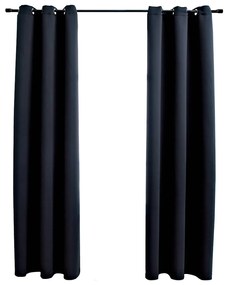 vidaXL Perdele opace cu inele, 2 buc., negru, 97x213 cm, material textil