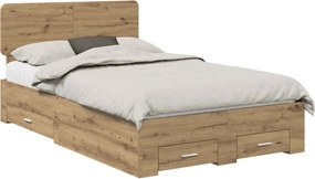 vidaXL Cadru de pat Stejar Artizanal 120 x 190 cm Lemn compozit