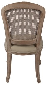 Scaun dining shabby chic, cu spătar din rattan, 52x49x95 cm