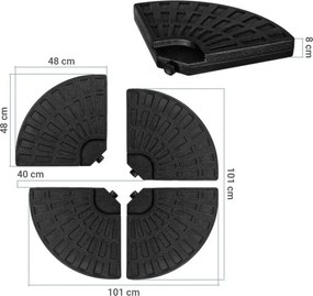 STILISTA Suport umbrelă, 48 x 48 x 7,5 cm, negru