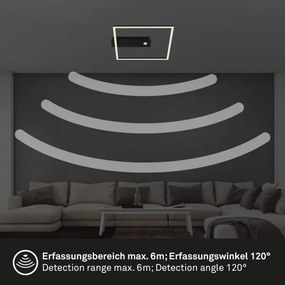 Briloner 3770-015 - Lampă de tavan LED cu senzor FRAME LED/14W/230V 3000K 32x30 cm neagră