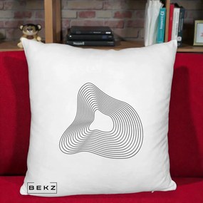 Perna Decorativa Abstract Linii Organice, 40x40 cm, Alb Pufos, Husa Detasabila, Perna Inclusa, BEKZ®