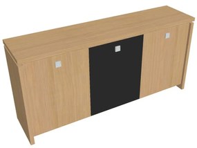 Dulap mic Verno 188 x 46 x 90 cm, uși combinate, stejar deschis / negru