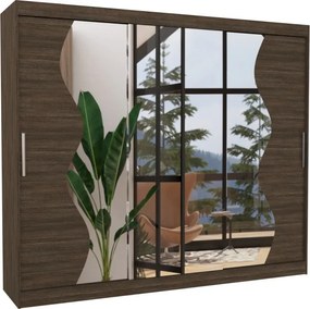 Dulap cu usi glisante si oglinda 250x215 cm, Sharon, ADRK Furniture (Culoare: Ciocolata)