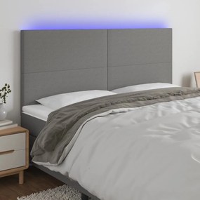 3122167 vidaXL Tăblie de pat cu LED, gri închis, 200x5x118/128 cm, textil