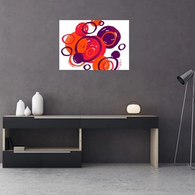 Tablou pe sticlă - Motiv cercuri în culori calde (70x50 cm)