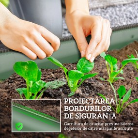 Outsunny Paturi Inaltate Galvanizate pentru Gradina, Cutie Inaltata din Metal cu Margine de Siguranta, pentru Cultivarea Florilor, Ierburilor, Verde