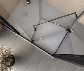 Cabina dus patrata cu usa glisanta rotativa KolpaSan Stellar DW 120x80 cm, negru mat