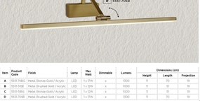 Aplica LED tablou design modern Picture Lights bronz auriu 5551-70BG SRT