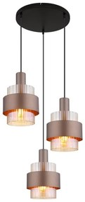 Lustra cu 3 pendule Sticla Chihlimbar Metal Bronz MILLEY
