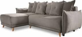 Colțar maro deschis extensibil cu tapițerie din catifea reiată (colț variabil) Lazy Lukka – Miuform