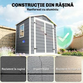 Outsunny Magazie Metalica pentru Gradina Gri Spatiu Depozitare Exterior | Aosom Romania