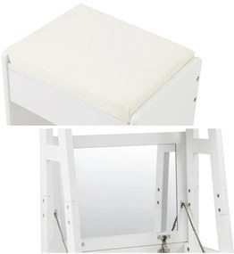 Masă de toaletă îngustă cu 2 rafturi și scaun, 60x40x180cm