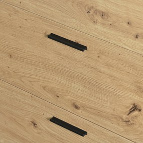 Comodă modernă din lemn cu trei sertare, Negru+Culoare naturală | Aosom Romania