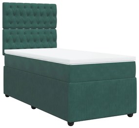 3292271 vidaXL Pat box spring cu saltea, verde închis, 100x200 cm, catifea