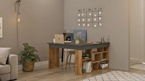 Birou Zellow Tip L cu Rafturi, 129 x 72 x 120 cm